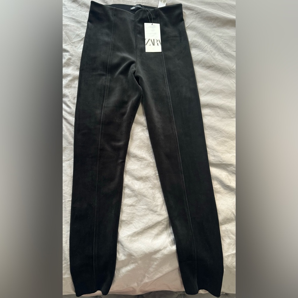 Zara Luxe Black faux suede Trousers
